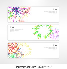 Fireworks header set of three banner designs business vector