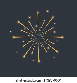 Fuegos artificiales. Luces de vacaciones. Pirotecnia, ilustración vectorial