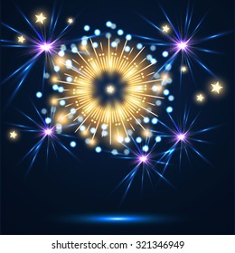 Fireworks. Holiday & Party design. Vector illustration