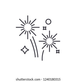 Fireworks Holidays Line Icon Concept. Fireworks Holidays Vector Linear Illustration, Symbol, Sign