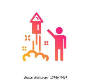 Fireworks icon. Christmas or New year rocket sign. Pyrotechnic symbol. Classic flat style. Gradient fireworks icon. Vector