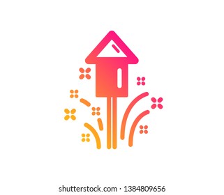 Fireworks icon. Christmas or New year rocket sign. Pyrotechnic symbol. Classic flat style. Gradient fireworks icon. Vector
