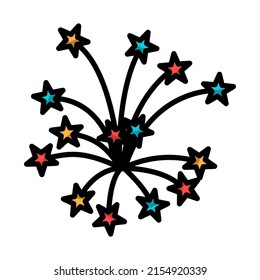 Fireworks Icon. Editable Bold Outline With Color Fill Design. Vector Illustration.