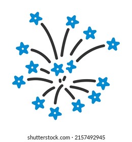Fireworks Icon. Editable Bold Outline With Color Fill Design. Vector Illustration.