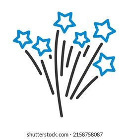 Fireworks Icon. Editable Bold Outline With Color Fill Design. Vector Illustration.