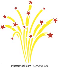 Fireworks Icon. Flat Color Design. Vector Illustration.