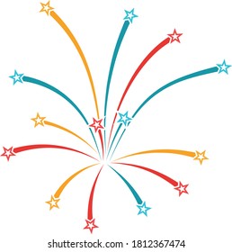 Fireworks Icon. Flat Color Design. Vector Illustration.
