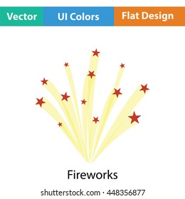 Fireworks icon. Flat color design. Vector illustration.