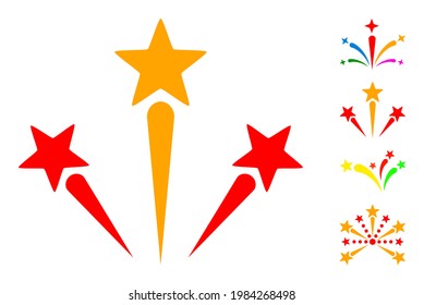 Icono de fuegos artificiales con estilo plano. Icono de fuegos artificiales vectoriales aislados en un fondo blanco, estilo simple. También se agregaron algunos iconos similares.