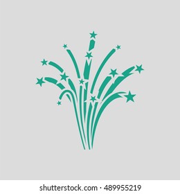 Fireworks icon. Gray background with green. Vector illustration.