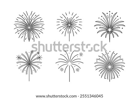fireworks icon line art vector illustration fire work outline design