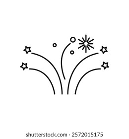 Fireworks icon in liner stroke style