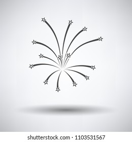 Fireworks icon on gray background, round shadow. Vector illustration.