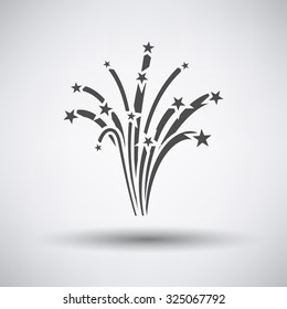 Fireworks icon on gray background with round shadow. Vector illustration.