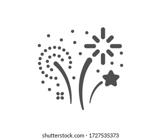 Fireworks icon. Pyrotechnic salute sign. Carnival celebration lights symbol. Classic flat style. Quality design element. Simple fireworks icon. Vector