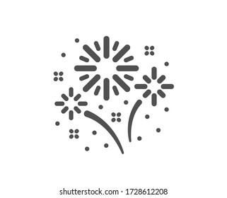 Fireworks icon. Pyrotechnic salute sign. Carnival celebration lights symbol. Classic flat style. Quality design element. Simple fireworks icon. Vector