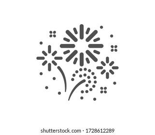 Fireworks icon. Pyrotechnic salute sign. Carnival celebration lights symbol. Classic flat style. Quality design element. Simple fireworks icon. Vector