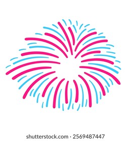 Fireworks icon. Pyrotechnic salute simple flat sign. Carnival celebration lights symbol. Colorful thin outline concept. Vector illustration