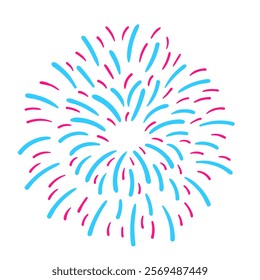 Fireworks icon. Pyrotechnic salute simple flat sign. Carnival celebration lights symbol. Colorful thin outline concept. Vector illustration