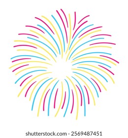 Fireworks icon. Pyrotechnic salute simple flat sign. Carnival celebration lights symbol. Colorful thin outline concept. Vector illustration