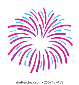 Fireworks icon. Pyrotechnic salute simple flat sign. Carnival celebration lights symbol. Colorful thin outline concept. Vector illustration