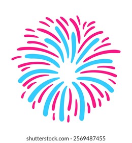 Fireworks icon. Pyrotechnic salute simple flat sign. Carnival celebration lights symbol. Colorful thin outline concept. Vector illustration