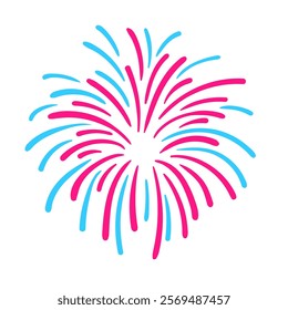 Fireworks icon. Pyrotechnic salute simple flat sign. Carnival celebration lights symbol. Colorful thin outline concept. Vector illustration