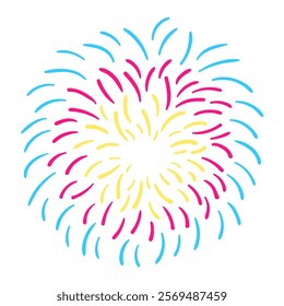 Fireworks icon. Pyrotechnic salute simple flat sign. Carnival celebration lights symbol. Colorful thin outline concept. Vector illustration