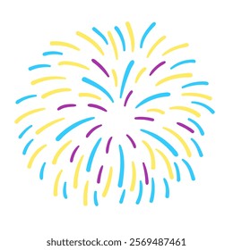 Fireworks icon. Pyrotechnic salute simple flat sign. Carnival celebration lights symbol. Colorful thin outline concept. Vector illustration