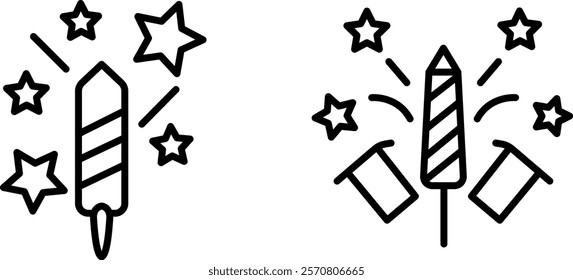 "Fireworks Icon Representing Celebration, Festivity, and Special Occasions for Holidays and Events"