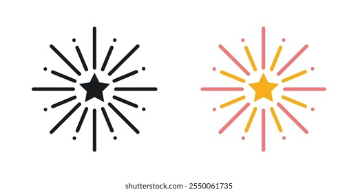 Fireworks icon set in black and colored version
