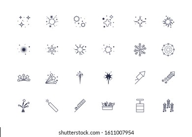 Fireworks icon set design, Celebration festival event holiday party anniversay explosion and festive theme Vector illustration