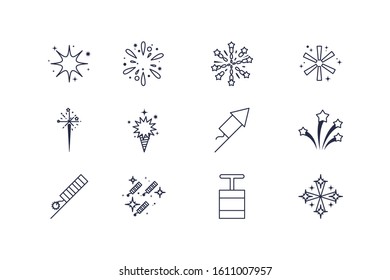 Fireworks icon set design, Celebration festival event holiday party anniversay explosion and festive theme Vector illustration