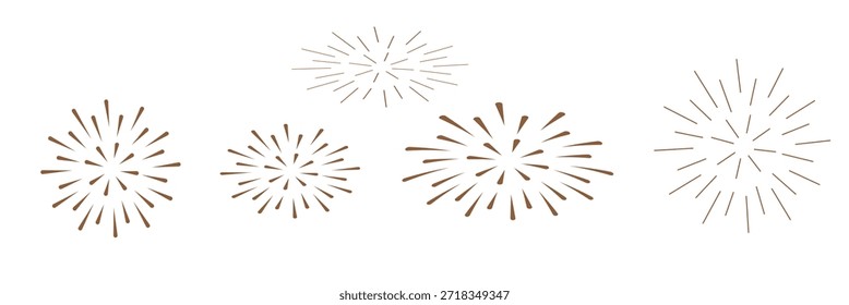 Ícone de fogos de artifício set vetor, elemento de design de arte de decoração de ouro festivo abstrato melhor para Natal, ano novo, feriado, cartão de saudação, banner, eventos da festa de celebração. Ilustração PNG.