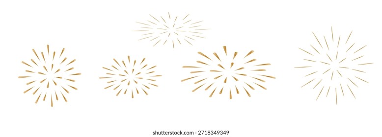 Vector de conjunto de iconos de fuegos artificiales, elemento de diseño de arte de decoración de fuegos artificiales de oro festivo Abstractas mejor para Navidades, año nuevo, vacaciones, tarjeta de felicitación, Anuncio, eventos de fiesta de celebración. Ilustración PNG.