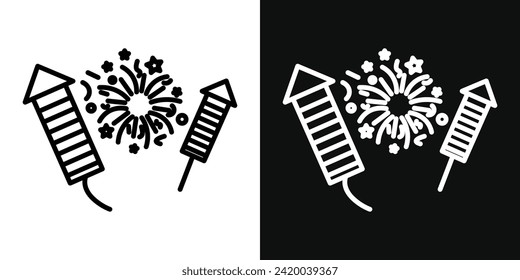 Fireworks icon set. Vector illustration