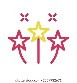 Fireworks icon with stars. Concept of celebration, party, and festive.