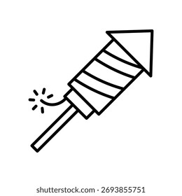 Fireworks icon with stick ready to be launched to enliven the festival celebration