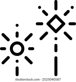icono de fuegos artificiales. Diseño De Estilo Lineal Delgado Aislado Sobre Fondo Blanco