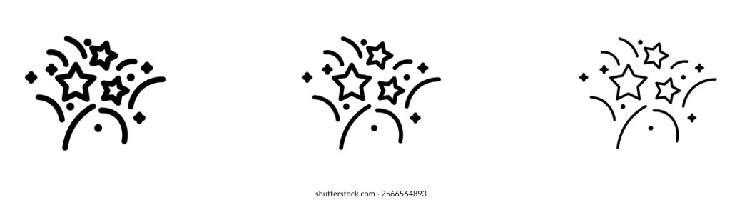 Fireworks icon in tree different line stroke sizes.