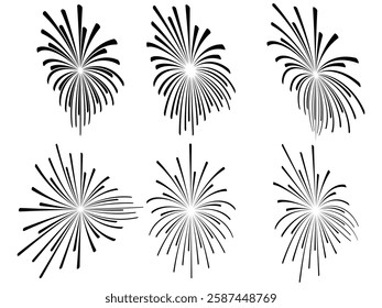 Fireworks Icon Vector Art. Anniversary, New year, Celebrate, Festival, Sunburst Radial Stripes Vector design