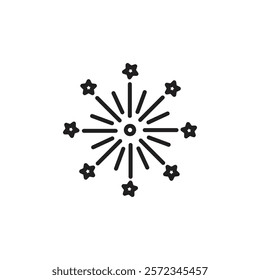 Fireworks icon Vector flat thin line illustration