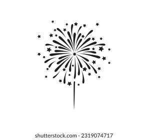 ilustración vectorial de icono de fuegos artificiales, aislada en blanco.