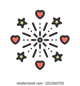 Imagen vectorial de icono de fuegos artificiales. También se puede usar para Fitness físico. Adecuado para aplicaciones móviles, aplicaciones web y medios impresos.
