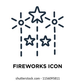 Fireworks icon vector isolated on white background, Fireworks transparent sign , thin symbols or lined elements in outline style
