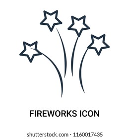 Fireworks icon vector isolated on white background, Fireworks transparent sign , outline linear symbol or thin lined pictogram