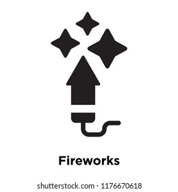 Fireworks icon vector isolated on white background, logo concept of Fireworks sign on transparent background, filled black symbol