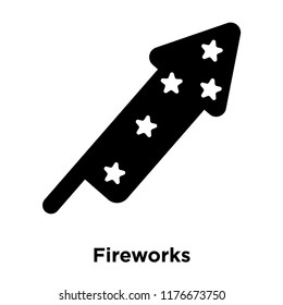 Fireworks icon vector isolated on white background, logo concept of Fireworks sign on transparent background, filled black symbol