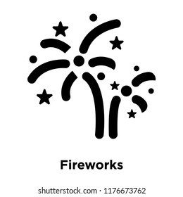 Fireworks icon vector isolated on white background, logo concept of Fireworks sign on transparent background, filled black symbol