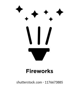 Fireworks icon vector isolated on white background, logo concept of Fireworks sign on transparent background, filled black symbol